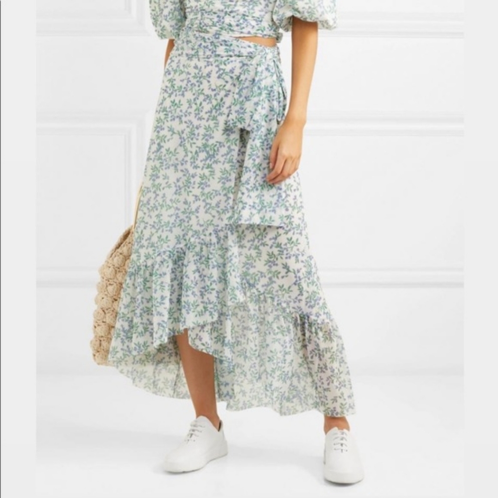 Ganni Tilden Floral Printed Midi Wrap Dress Size S (36)